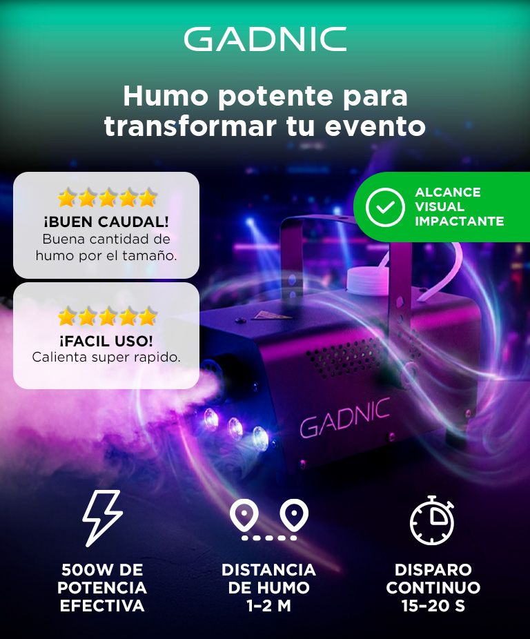Maquina De Humo Gadnic 500W Con Control Remoto