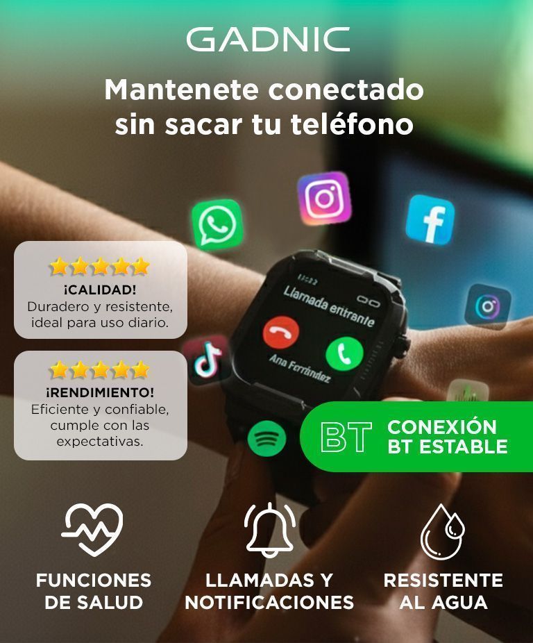 Smartwatch Reloj Deportivo Gadnic Resistente Al Agua Monitoreo De Salud Con Sensores