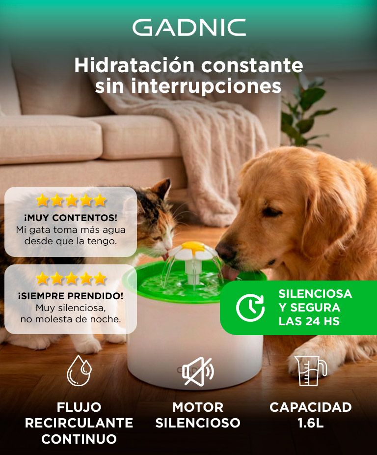 Fuente De Agua Recirculante Gadnic PB2000 Para Perros Y Gatos 1.6L